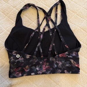 lululemon athletica Black and Pink Floral Sports Bra